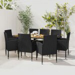 Ensemble � manger dext�rieur - vidaxl - r�sine tress�e - noir - 9 pi�ces - 160x70x72 cm table - 52x56x88 ...