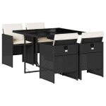 Ensemble � manger de jardin - burke - 5 pi�ces - r�sine tress�e - noir - table 110x106x73 cm - chaise ...