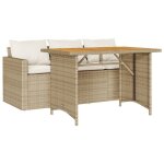 Ensemble � manger de jardin en poly rotin - burke - canap� � 3 places - table en bois dacacia - r�sistance ...