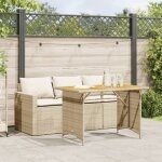 Ensemble � manger de jardin en poly rotin - vidaxl - canap� � 3 places - table en bois dacacia - beige ...