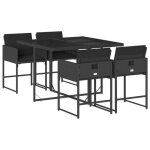 Ensemble � manger de jardin en r�sine tress�e - burke - 5 pi�ces - noir - r�sistance aux uv - table 110x106x73 ...