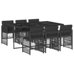 Ensemble � manger de jardin en r�sine tress�e - burke - 7 pi�ces - noir - r�sistance aux uv - table 165x106x73 ...