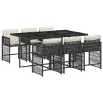 Ensemble � manger de jardin en r�sine tress�e - burke - 7 pi�ces - noir - r�sistance aux uv - table 165x106x73 ...