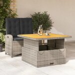 Ensemble � manger de jardin en rotin - vidaxl - 2 pi�ces - gris - r�sine tress�e - dossier r�glable - ...