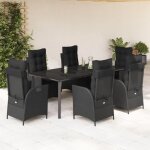 Ensemble � manger de jardin - vidaxl - r�sine tress�e - 7 pi�ces - noir - table 200x100x74 cm - chaise ...