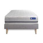 Ensemble matelas 120x190 actimemo soft 3zones de confort + sommier kit gris