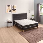 Ensemble matelas bultex nano et mousse de confort so good sommier vigoroso gris fum et pieds 80x200
