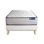 Ensemble matelas mmoire de forme actimemo form 120x190 cm 5zones de confort + sommier kit blanc