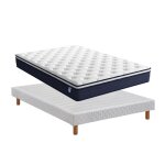 Ensemble matelas  ressorts + lit sommier tapissier 160x200cm dewinner epaisseur du matelas 25cm