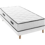 Ensemble matelas sommier 90 x 190 cm hauteur 27 cm - ressorts ensachs - 7 zones - rversible - fabriqu ...
