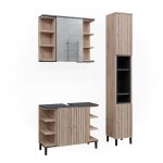 Ensemble meubles bain aquis 3 pièces avec armoire haute sonoma anthracite vicco Ensemble meubles bain aquis 3 pièces avec armoire haute sonoma anthracite vicco