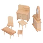 Ensemble de meubles en bois pour petite maison de poup�e 1:12 accessoires miniatures en bois table chaise ...