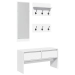 Ensemble de meubles de couloir banc avec tiroirs porte manteaux et miroir en bois d ingenierie blanc ...