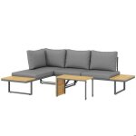 Ensemble de meubles de jardin modulable - outsunny - 6 places - salon de jardin - bois dacacia - gris ...