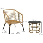 Ensemble de meubles de jardin en rotin 3 pcs. ensemble de salon incl. table basse et 2 chaises ensemble ...