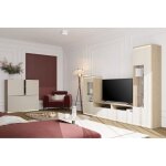 Ensemble meubles julia ? vitrines buffet et meuble tv ? chêne huilé et beige cashmere avec led Ensemble meubles julia ? vitrines buffet et meuble tv ? chêne huilé et beige cashmere avec led