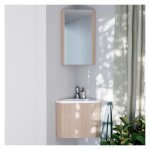 Ensemble meuble lave - mains d'angle dcor chne koda + armoire miroir