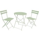 Ensemble de meubles orion pour balcon : table ronde & 2 chaises en vert frais