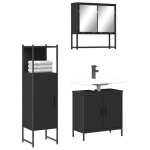 Ensemble de meubles salle de bain - vidaxl - 3 pcs - noir - bois dingénierie - rangement spacieux Ensemble de meubles salle de bain - vidaxl - 3 pcs - noir - bois dingénierie - rangement spacieux