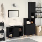 Ensemble de meubles de salle de bain 3 pi�ces ch�ne noir bois d ing�nierie armoire de salle de bain ch�ne ...