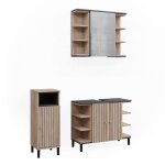 Ensemble de meubles de salle de bain aquis 3 parties sonoma anthracite vicco