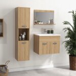 Ensemble de meubles de salle de bain armoire miroir + meuble sous lavabo suspendu avec bassin + meuble ...