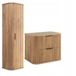 Ensemble de meubles de salle de bain elegance - meuble pour vasque � poser 60cm et armoire murale - ch�ne ...
