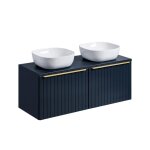 Ensemble meubles salle de bain - otitec - bold deep blue - 120 cm - double vasque - miroirs led