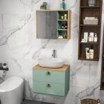 Ensemble meubles de salle de bain vert - armoire - miroir - tagres rglables - tiroirs - meuble sous ...