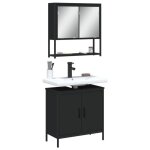 Ensemble de meubles de salle de bain - vidaxl - 3214660 - noir - bois dingnierie - design contemporain ...
