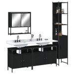 Ensemble de meubles de salle de bain - vidaxl - 4 pcs - noir - bois dingnierie - design contemporain ...