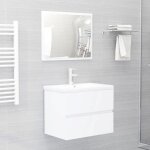 Ensemble de meubles de salle de bain - vidaxl - blanc - bois ding�nierie - 60x385x45 cm - vasque encastr�e ...