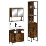 Ensemble de meubles de salle de bain - vidaxl - chne fum - 3 pices - design contemporain - rangement ...