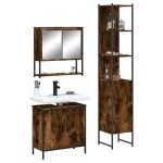 Ensemble de meubles de salle de bain - vidaxl - ch�ne fum� - 3 pi�ces - design contemporain - rangement ...