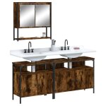 Ensemble de meubles de salle de bain - vidaxl - ch�ne fum� - 3 pi�ces - design contemporain - a suspendre ...