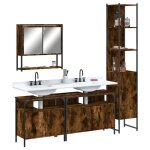 Ensemble de meubles de salle de bain - vidaxl - chne fum - 4 pices - design contemporain - a suspendre ...