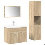 Ensemble de meubles de salle de bain - vidaxl - ch�ne sonoma - 4 pi�ces - 60x385x46 cm - vasque avec ...