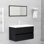 Ensemble de meubles de salle de bain - vidaxl - noir - bois ding�nierie - 80x385x45 cm - vasque encastr�e ...