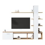 Ensemble meuble salon blanc ch�ne - 180x335x1515cm compatible tv
