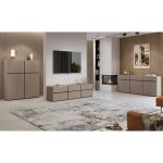 Ensemble meubles de salon havana ? buffet haut meuble tv buffet bas ? design moderne beige et noir