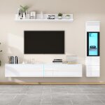 Ensemble de meubles de salon tv muraux 3 pices 1 x meuble tv 1 x vitrine de salon 1 x support suspendu ...