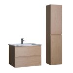 Ensemble meuble simple vasque 60cm avec vasque et colonne sorrento dcor chne