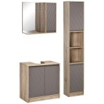 Ensemble de meuble sous lavabo armoire avec miroir et meuble colonne - homcom - bois - 30x24x170cm - ... Ensemble de meuble sous lavabo armoire avec miroir et meuble colonne - homcom - bois - 30x24x170cm - ...