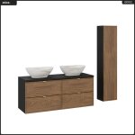 Ensemble de meubles sous vasque - otitec - 120 cm - 2 vasques - colonne incluse - ch�ne casella - noir ...