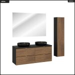 Ensemble de meubles sous vasque - otitec - 120 cm - 2 vasques - miroir led - colonne - ch�ne casella ...