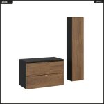 Ensemble de meubles sous vasque - otitec - 80 cm - ch�ne casella - noir mat - bois / mdf - pr�t � monter ...