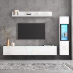 Ensemble de meuble tv 3 pi�ces meuble tv moderne avec �clairage ledavec 1 x meuble tv 1 x vitrine de ...