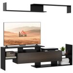 Ensemble meuble tv - homcom - banc et tagre murale style contemporain 153, 6l cm - noir