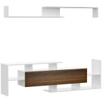 Ensemble meuble tv - homcom - banc et �tag�re murale style contemporain 1536l cm - blanc et marron