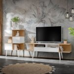 Ensemble de meubles tv komodee forio - meuble tv et �tag�re - blanc - chene 230 x 35 x 102 cm